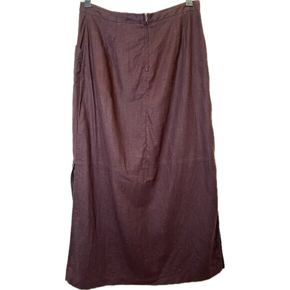 Giorgio Fiorlini Y2k Maxi Skirt Women's Size 14 Brown Linen Blend Boho 90's‎ - Picture 3 of 11